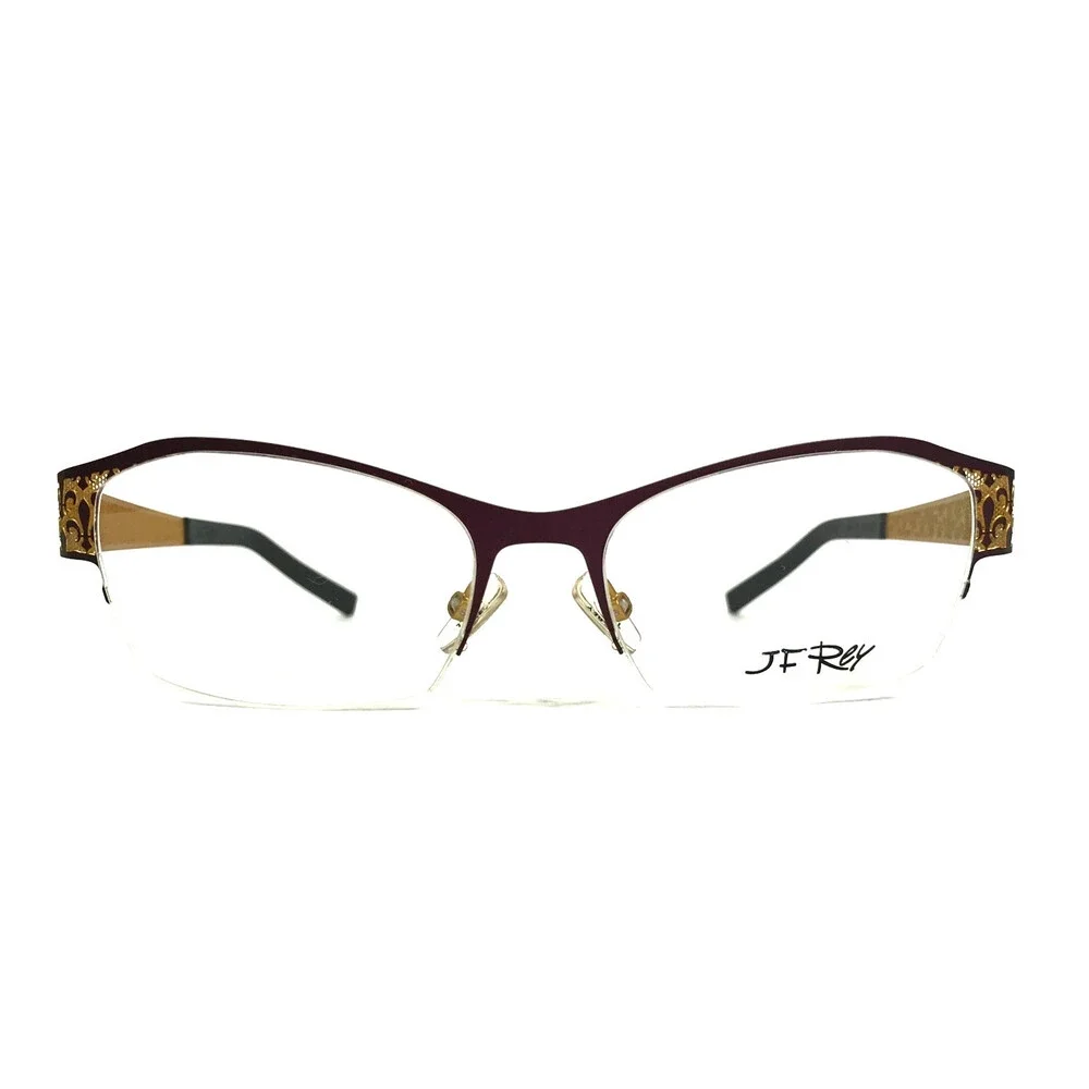 J.F. Rey Eyeglasses Frames JF2558 7550 Purple Gold Fleur De Lis 52-16-132